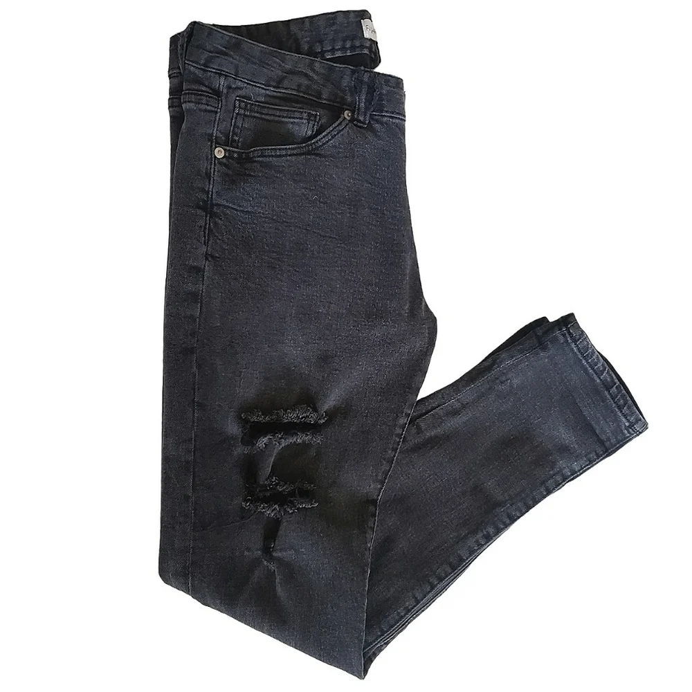 Fashion Nova Jeans Black Mens Street Wear 33 Destroyed Grunge Rocker Destructed